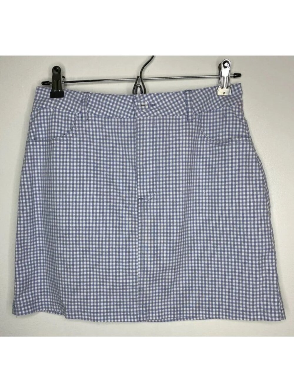 Forever 21 Blue White Gingham Small Mini Skirt Spring Yammer Vacation Cruise